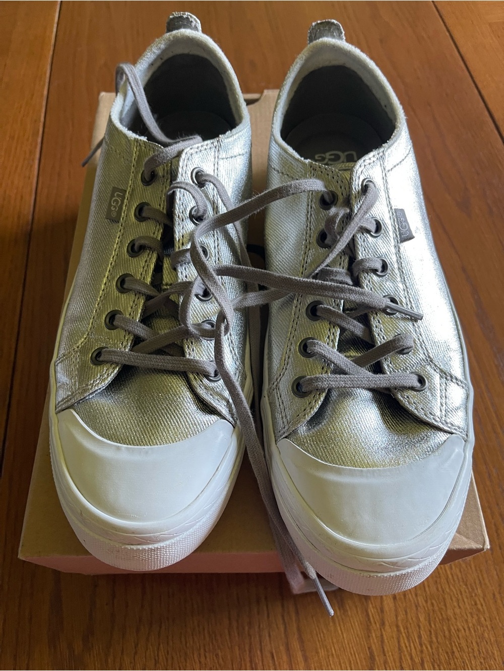 UGG Metallic Silver Low-Top Sneakers